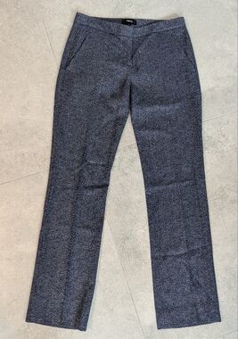 Theory Merino Wool Trousers Size 0 Tailored Pants Navy Blue Workwear